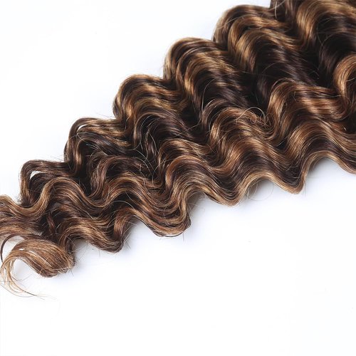 P430 Highlight Brown Human Braiding Hair Deep Wave Bulk 14 14 14 Inch 150g/3 Bundles Light Dark Brown Deep Wave Braids Human Hair Extensions