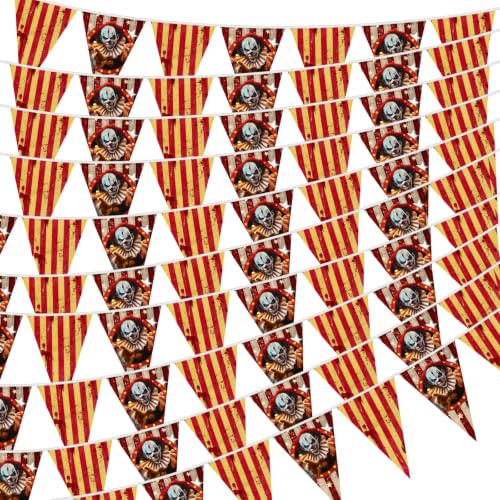 Creepy Striped Carnival Banner Flags - Halloween Party Decorations, 10 Pack