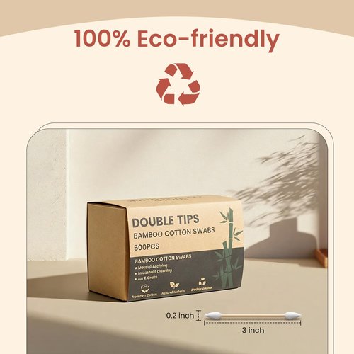 Pointed Cotton Swabs 500 Count Double Precision Tips with Wooden Sticks, Pointy Cotton Buds for Makeup Nail Care and Crafts