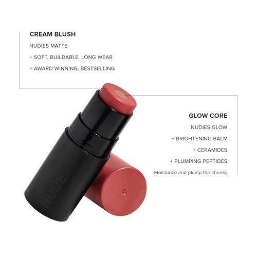 Nudestix Nudies Matte + Glow Core - Dual-Core Cream Blush Stick for Cheeks, Eyes & Lips | Hydrating Formula with Ceramides & Peptides
