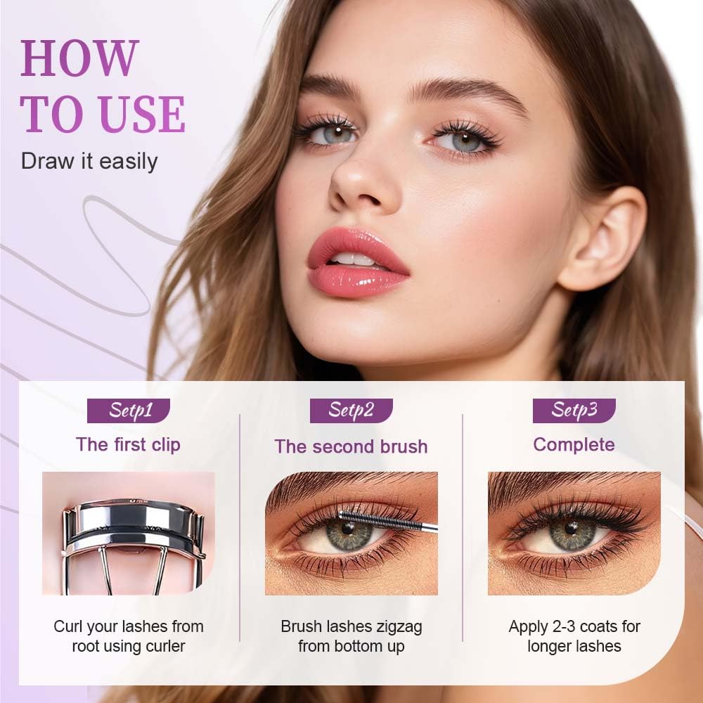 Steel Tube Metal Wand Mascara - Waterproof Tubular Formula for Long-Lasting, Smudge-Proof Lashes (Black + Brown)