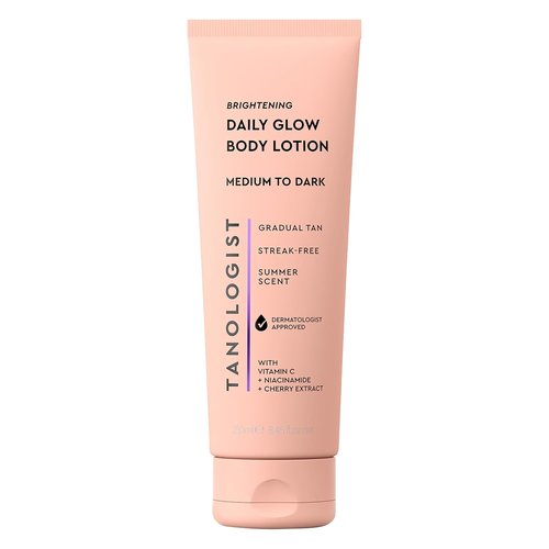 Tanologist Brightening Daily Glow Body Lotion - Medium/Dark Gradual Tanner, Streak-Free & Vegan, 8.45 fl. oz