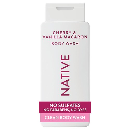 Native Body Wash - Naturally Derived Ingredients for Soft, Hydrated Skin | Cherry & Vanilla Macaron, 18 oz