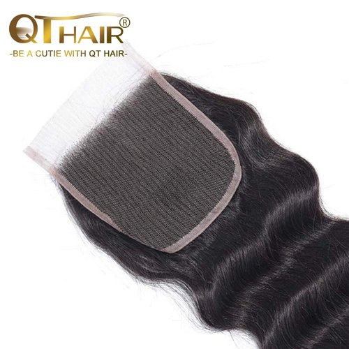 QTHAIR 18A Grade Transparent Hd Lace Closure 150% Density Braizlian Loose Deep Wave Middle Part Lace Closure (16 Inch) 100% Virgin Human Hair Bleached Knots