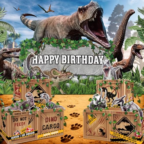 Dinosaur Party Decorations Set with Backdrop Banner and Table Centerpieces