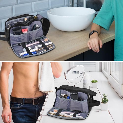 Txinrbaod Travel Toiletry Bag for Men Toiletry Bag Dopp Kit Water-resistant Shaving Bag Large Travel Toiletry Organizer Travel Essentials Black