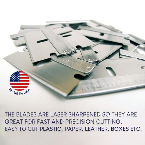 CANOPUS Single Edge Industrial Razor Blades, 100% Made in USA, Heavy Duty Straight Edge Razors, Box & Carton Cutter Replacement Blades, Glass & Paint Scraper Razor Blades (Box of 100)
