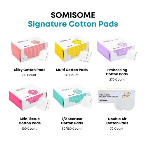 SOMISOME 1/2 Seeruse Cotton Pads Large Pack - Premium Korean Facial Cotton Pads for Makeup Removal and Skincare, Lint-Free, Soft and Thin, Toner Mask, Hypoallergenic, 160 Count
