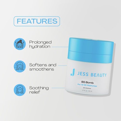 JESS BEAUTY | B5 Bomb Pro Vitamin B5 Face Moisturizer | Hydrating Vegan Cream | 50 ml