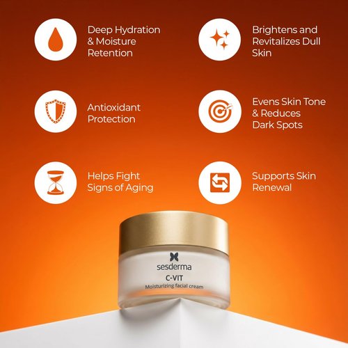 Sesderma C-VIT Moisturizing Facial Cream - Fight Aging with Vitamin C Antioxidants | 1.7 fl oz