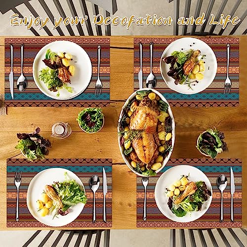 Faux Leather Placemat Set of 4 - Boho Heat Resistant Waterproof Non-Slip