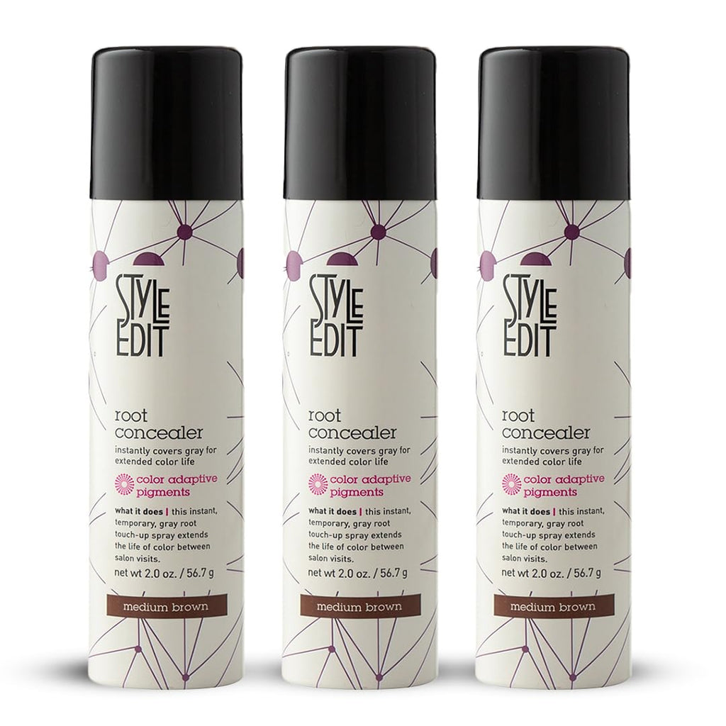 Style Edit Root Touch Up Spray - Temporary Gray Hair Concealer | Salon-Quality, Transfer-Resistant | Medium Brown, 2 oz