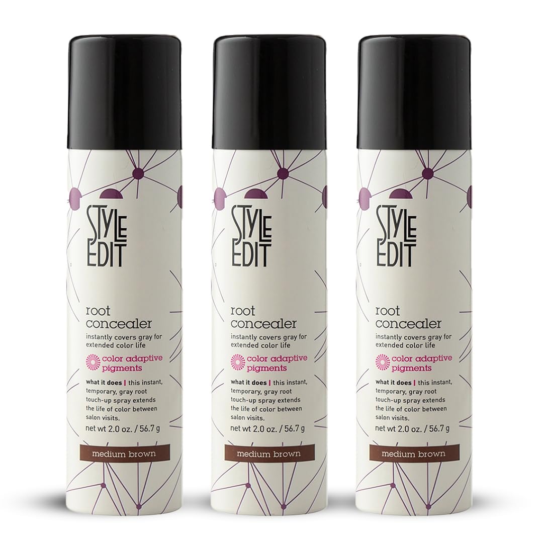 Style Edit Root Touch Up Spray - Temporary Gray Hair Concealer | Salon-Quality, Transfer-Resistant | Medium Brown, 2 oz