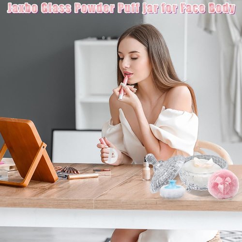 Baby Powder Puff and Container Set, Dusting Powder Container with 4 Pcs Puff, Suitable for Face Body Wet Dry Makeup Soft Washable Reusable Valentine's Day Gift