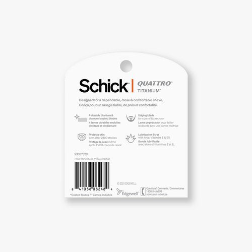 Schick Quattro Titanium Refills — Schick Quattro Refills, Men’s Razor Refills, 6 Count