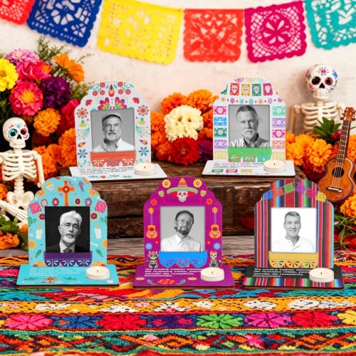 Dia De Los Muertos Photo Frame Set with Candle Holders - Mexican Fiesta Decor