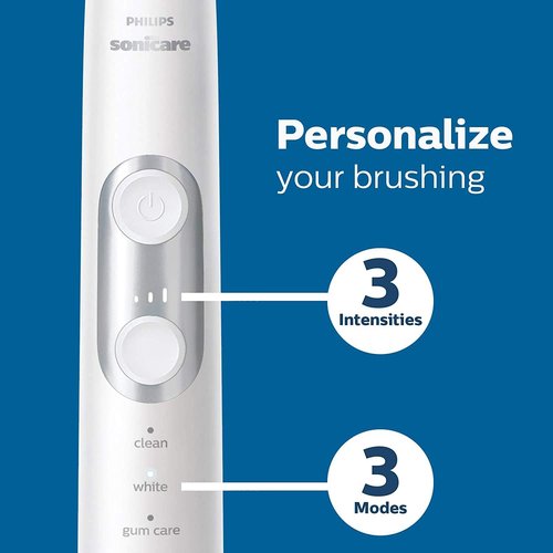 Philips Sonicare Rechargeable Electric Toothbrush - Pressure Sensor, 3 Modes, Travel Case | White HX6877/21
