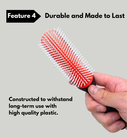 MDSTYLE Hair Brush - Curl Defining Detangler for Thick, Wavy & Coily Hair - 9 Row Design, Black Small