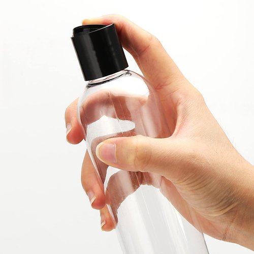 MUKLEI 40 Pack 8 Oz Plastic Bottles with Disc Top Caps, Refillable Clear Travel Squeeze Lotion Bottles Containers with Black Bulk Disc Cap for Shampoo, Body Wash, Creams, Soap