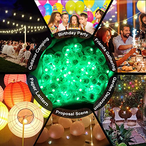 Green Balloon Light Set - 50 PCS Mini LED Lanterns with Loop - Flash Variant