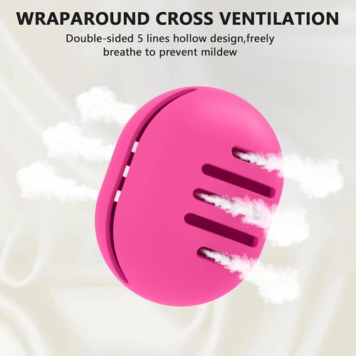 Fauxomor Makeup Sponge Holder - Double-Sided Vented Silicone Case for Travel | Shatterproof Design in Rose Red