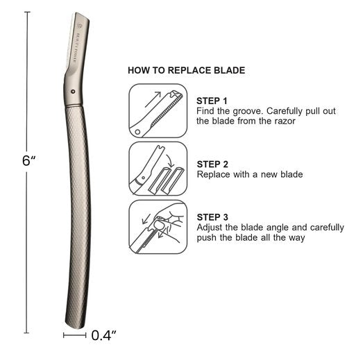 Beauty Power Eyebrow Razor with 6 Blades & Travel Case – Face Razors for Women & Men, Eyebrow Trimmer Shaper with Precision Cover, Facial Shaver & Dermaplaning Tool for Smooth Skin - Valentine's Gift