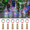 6 Pack Multicolor Bottle Lights - 20 LED, 6.6ft, Dual Battery Pack