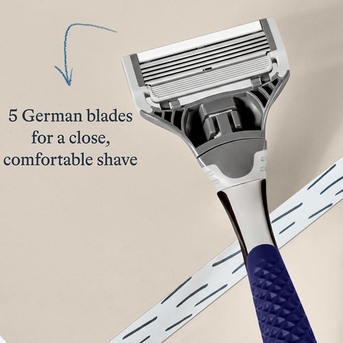 Harry's Razors for Men - Winston Chrome Razor Handle, 1 Handle and 1 Razor Blade Refill (German-Engineered Blades with Lubricating Strip and Precision Trimmer)
