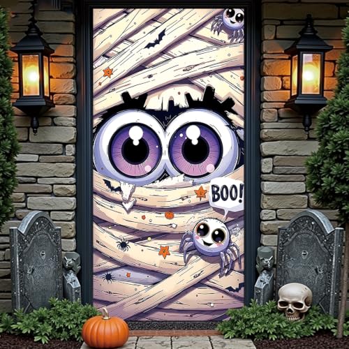 Halloween Door Cover with Horror Eyes Design - Haunted House Decor - Variation: Eyes