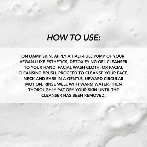 Vegan Luxe Esthetics Skincare I Detoxifying Gel Cleanser I Face Cleanser for Oily + Combination Skin Types I Controls Acne, Oil and Reduces the appearance of Pores.