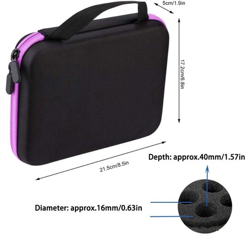 Rigute 63 Bottle EVA Essential Oils Organizer - Holds 1-3ml Bottles, Storage Holder Carrying Case, Traveling Bag with Foam Insert