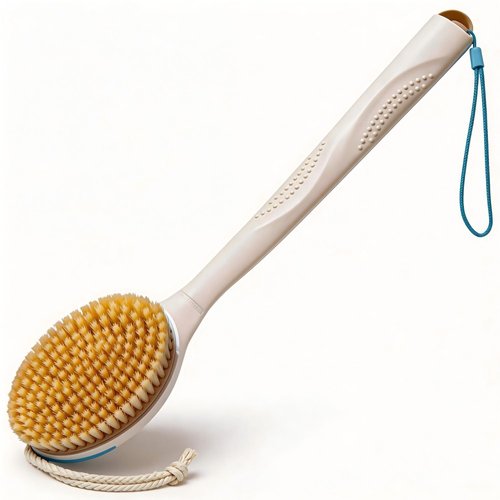 BUBBLEDANCE® Back Scrubber for Shower with Extendable Long Handle (17.5-31.9"), 1.3X Larger Natural Stiff Bristles, Anti-Slip Shower Brush for Deep Exfoliating, Bath & Dry Brushing