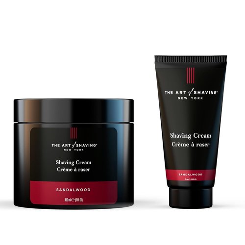 The Art of Shaving Sandalwood Shaving Cream for Men - Hydrates Skin & Prevents Razor Burn - 5 oz + 2.5 oz Travel Size