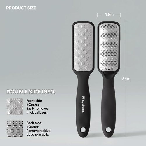 F3 Systems, 2Steps Stainless Steel Callus Remover, Effective for Thick Callus and Cracked Feet Pedicure Rasp, Remove Hard Skin, Grater Foot File, Foot Scrubber, Professional Foot Care