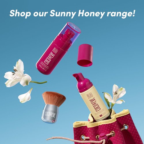 Coco & Eve Sunny Honey Bali Bronzing Bundle (Medium). All Natural Sunless Tanning Mousse. Instant Self Tanning Lotion with Bronzer, Mitt Applicator and Kabuki Brush.