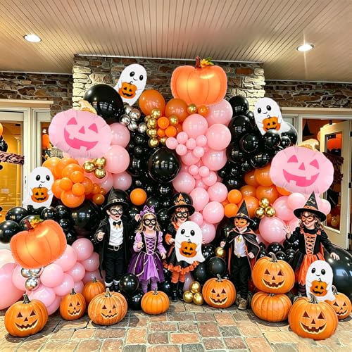 Halloween Ghosts and Pumpkin Foil Balloon Set - Reusable Party Decorations
