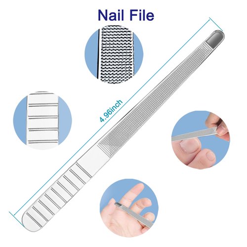 Pingispower 7PCS Professional Cuticle Nippers with Cuticle Pusher Set, Stainless Steel Cuticle Trimmer and Nail File for Women Fingernail Manicure Tools Kit at Home Salon