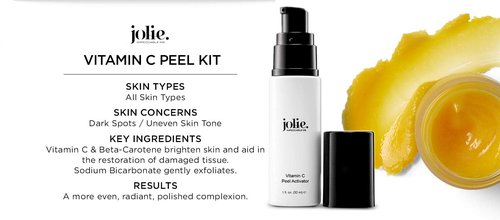 Jolie Professional Vitamin C Peel - Gentle Brightening & Illuminating Treatment System | 2-Step Kit