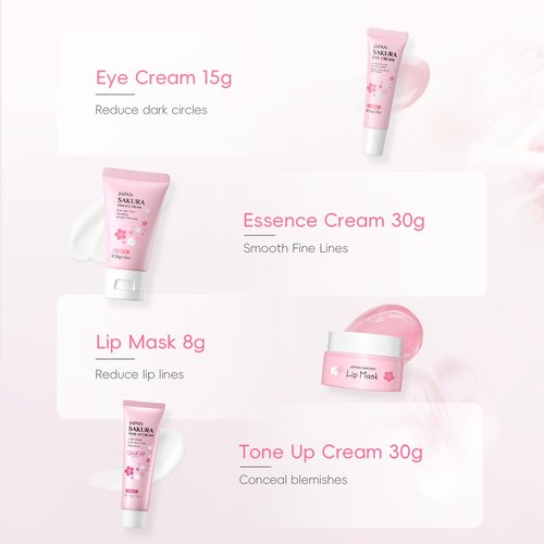 LAIKOU Sakura Skincare Set for Teen Girls, Complete 34PCS Face Care Kit, Christmas Pamper Gift Set for Women & Teenage Girls, Hydrating & Nourishing Travel-Friendly Daily Facial Skincare Routine