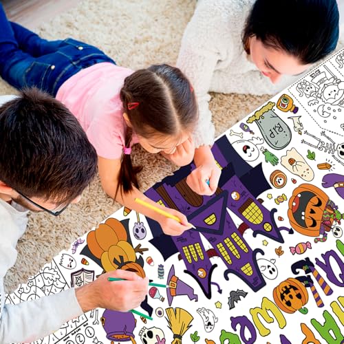 Halloween Giant Coloring Poster - 31.5 x 72 Inch, Group Activity & Party Decor