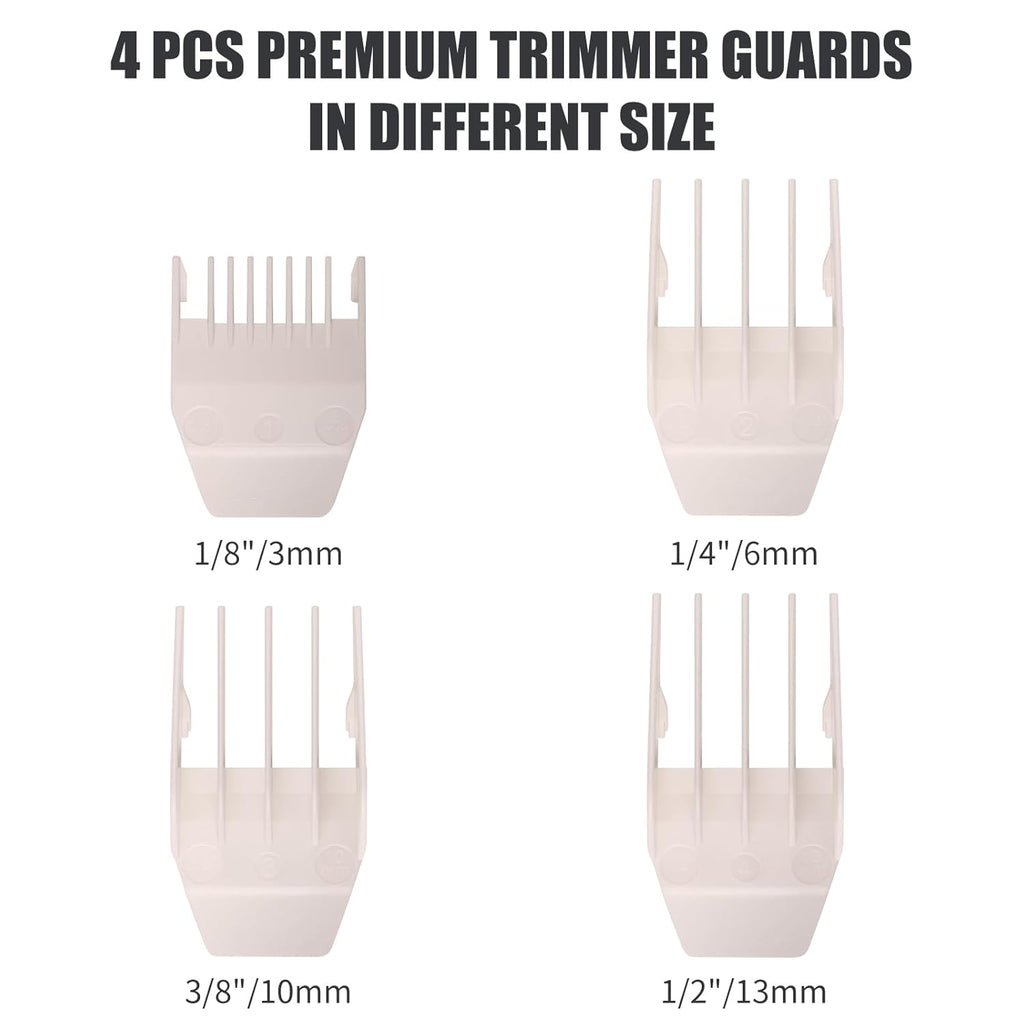 Wahl Peanut Clipper Guards Set - Professional Replacement Guides | 1/8" to 1/2", 4-Piece, White