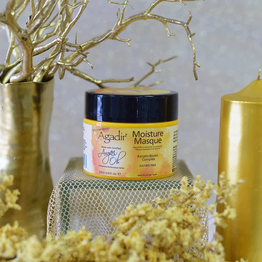 Agadir Moisture Masque - Deep Hydrating Hair Treatment | 8 Oz for Soft, Manageable Hair