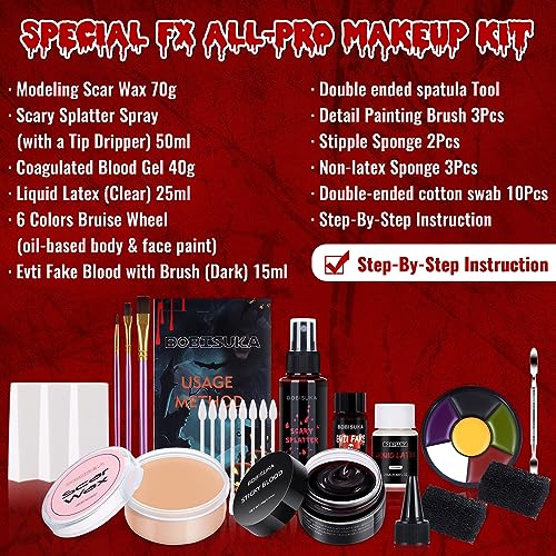 Special Effects Halloween Makeup Kit - Bruise, Scar, Blood, Latex, Variations SET2