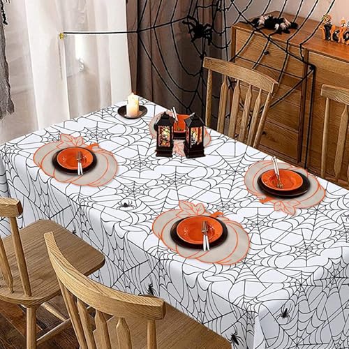 Fall Pumpkin Placemats Set - 6 Orange Harvest Table Decor for Thanksgiving & Halloween