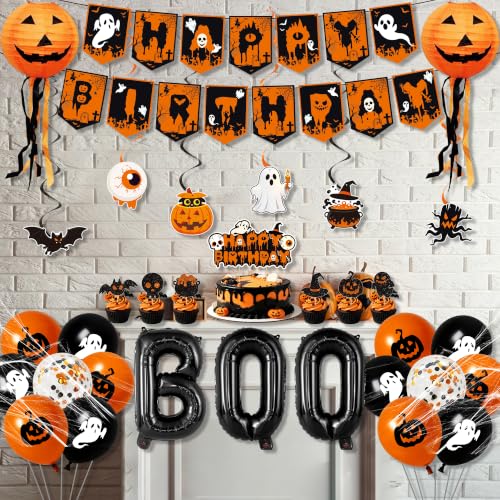 Halloween Birthday Party Decorations Set - Black & Orange Party Supplies for Kids & Adults