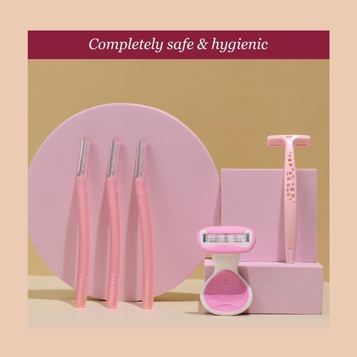 Carmesi Full-Body Shaving Combo with 3 Facial Razors + 1 Body Mini Razor + 1 Bikini Razor | Painless & Precision Face Hair Removal | Prevents Nicks & Cuts | for Smooth Shave | (5 Count)