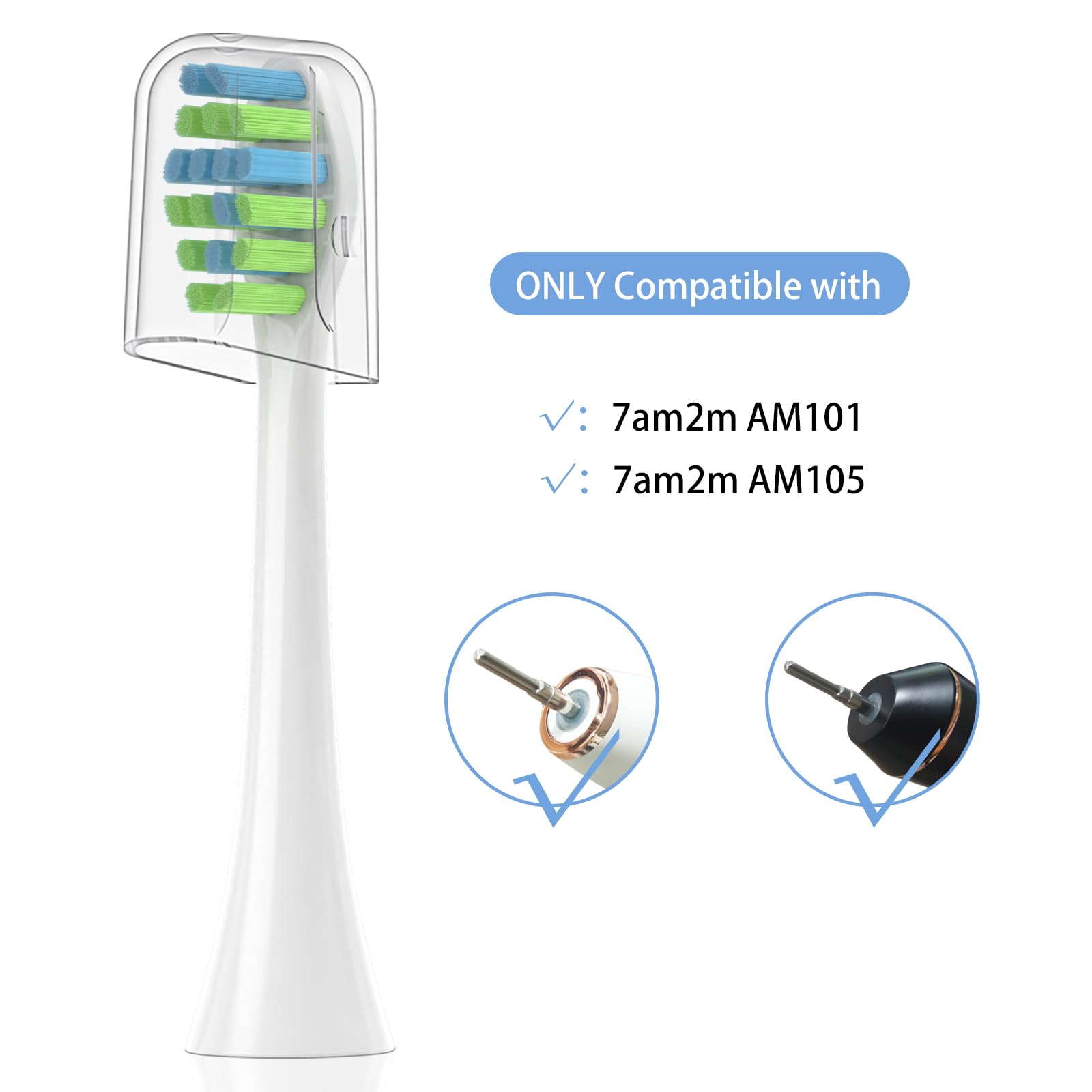 YMPBO Toothbrush Replacement Heads Compatible with 7AM2M AM100/AM105/AM110 Electric Toothbrush, Soft Brush Bristles, 5 Pack White + 5 Pack Black