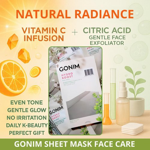GONIM Korean Face Mask - Hydrating Sheet Masks with Hyaluronic Acid & Vitamin C | 10 Sheets