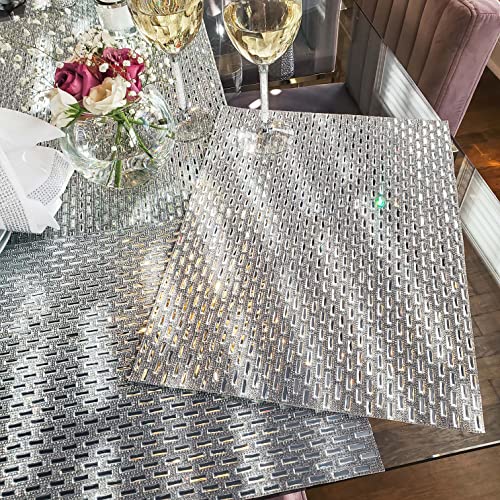 Black Rectangular Glass Stone Rhinestone Placemat - Sparkling Formal Table Decor 13x18 with Felt Back - Variation of THIS listing