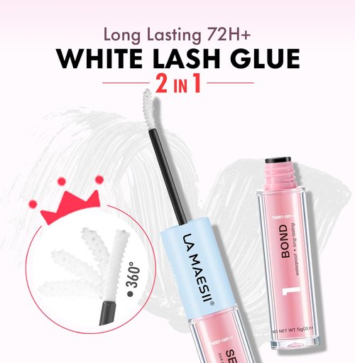 LA MAESII Lash Bond and Seal 10ML, Lash Cluster Glue Waterproof,Long Lasting Lash Glue for Eyelash Clusters,2 in 1 Eyelash Glue Quick Dry Latex Free Eyelash Adhesive(Clear)